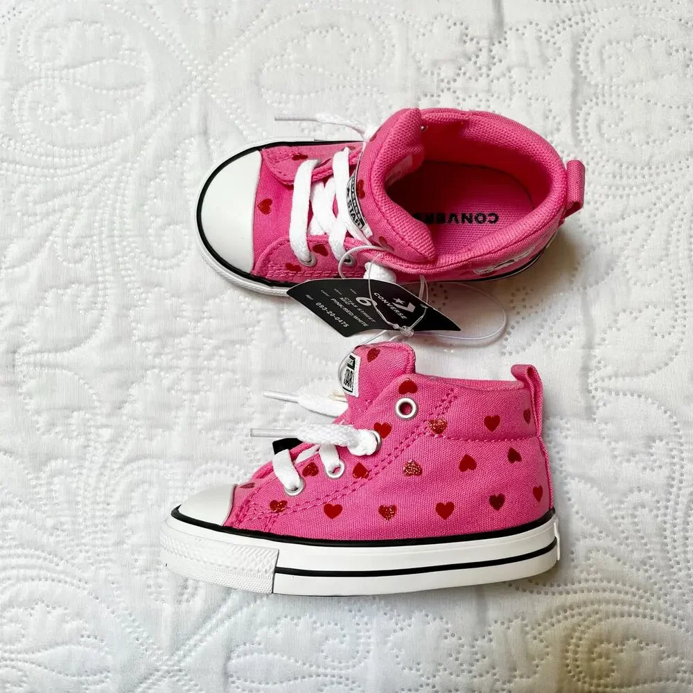 NWT Converse Toddler Street Mid Top Glitter Heart Sneakers Sneakers Size 6